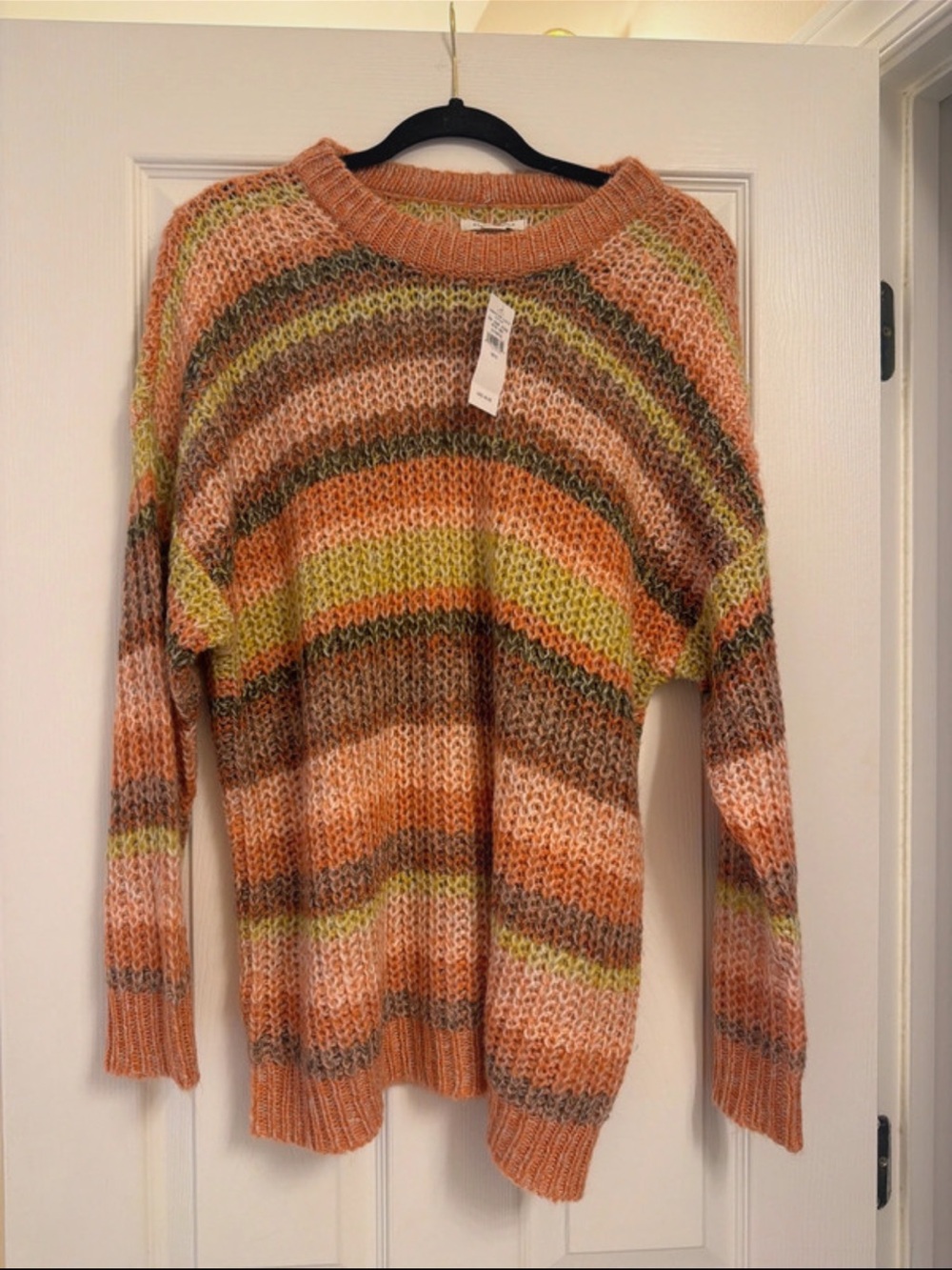 American Eagle Striped Multicolor Knit Sweater - Peach & Green